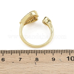Brass Micro Pave Cubic Zirconia Open Cuff Rings for Women&nbsp;LS-RJEW-K308-03B-G