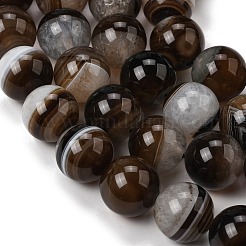 天然石瑪瑙ビーズ連売り  染め＆加熱  ラウンド  コーヒー  15~16.5mm  穴：0.8mm  約25個/連  15.55''~15.75