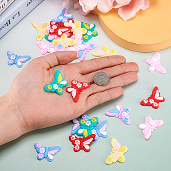 30個6色プラスチックカボション  蝶  ミックスカラー  21x35x3mm  5個/カラー&nbsp;KY-TA0001-30