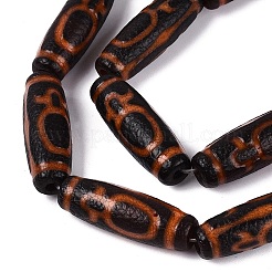 チベット風天然瑪瑙ビーズ連売り  バレル  染め＆加熱  29~30x9~10mm  穴：1.6~3mm  約10個/連  11.65''（29.6センチメートル）&nbsp;G-Q606-42G-01