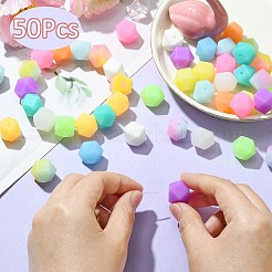 50Pcs Luminous Hexagon Food Grade Silicone Beads&nbsp;SIL-CJ0001-39