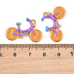304ステンレススチールエナメルペンダント  自転車チャーム  イオンプレーティング（ip）  カラフル  18KGP本金メッキ  16.5x25.5x4.5mm  穴：1.8mm&nbsp;SA-CBAF5D5-10G