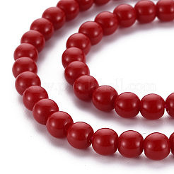 ガラスビーズ連売り  イミテーション翡翠  ラウンド  レッド  6mm  穴：1mm  約65~68個/連  15.35~15.75インチ（39~40cm）&nbsp;LS-GLAA-S192-E-007B