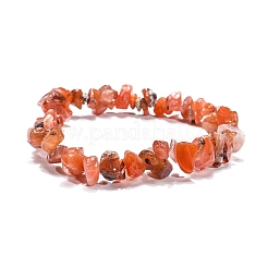 カーネリアン(染色)チップストレッチブレスレット  内径：2-1/8~2-1/4インチ（5.3~5.6cm）&nbsp;BJEW-JB01308-04