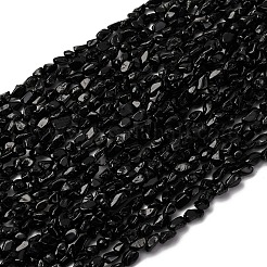 天然石ブラックトルマリンビーズ連売り  ナゲット  グレードAB  5~9x4~6x3~4.5mm  穴：0.7mm  約75~89個/連  15.35''（39cm）〜15.94''（40.5cm）&nbsp;G-I389-A30-AB