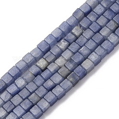 天然ブルーアベンチュリンビーズ ビーズ連売り  キューブ  染め＆加熱  3.5~4.5x3.5~4.5x3.5~4.5mm  穴：1~1.2mm  約90~96個/連  15.24~15.55''（38.7~39.5センチメートル）&nbsp;G-G002-A11