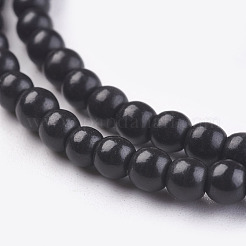 1連染め加工ブラックラウンド合成ターコイズビーズ連売り  4mm  穴：1mm  約110個/連  15.6インチ&nbsp;X-TURQ-G106-4mm-02C