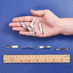 カーブ長方形の 304 ステンレス鋼の空白タグ リンク  ステンレス鋼色  38.5x7x1mm  穴：4x4mm  20個/箱&nbsp;STAS-PH0018-65P
