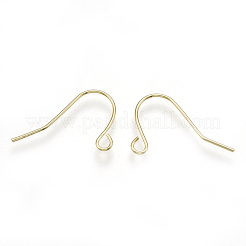 真鍮のピアスフック  水平ループ付き  18KGP本金メッキ  13x20x0.7mm  穴：1.5mm  21ゲージ  ピン：0.7mm&nbsp;KK-S348-217