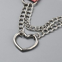 Alloy Heart Link PU Leather Punk Choker Necklaces for Women&nbsp;NJEW-WH0028-19P-01