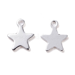 304ステンレススチールチャーム  スター  銀  10x8x0.8mm  穴：1.2mm&nbsp;STAS-H436-51S