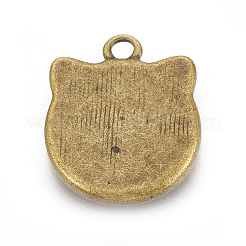 Tibetan Style Alloy Kitten Pendant Cabochon Settings&nbsp;TIBEP-R358-01AB-NR