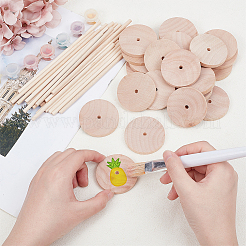 Schima Wood Unfinshed 100Pcs Wheel & 50Pcs Stick Sets&nbsp;DIY-OC0014-38B