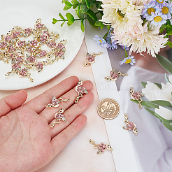 合金エナメルチャーム  ラインストーン付き  ライトゴールド  フラミンゴ  スミレ  30x16x4mm  穴：1.4mm  21個/箱&nbsp;ENAM-OC0001-11