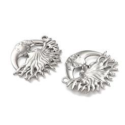 304ステンレスペンダント  月と太陽のキスチャーム  ステンレス鋼色  33x28x3mm  穴：2.5mm&nbsp;STAS-A124-16P