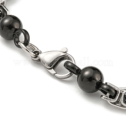 Two Tone 201 Stainless Steel Round Ball Link Chain Bracelet&nbsp;BJEW-B078-20BP