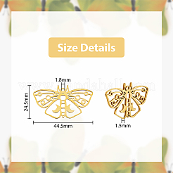 12個2色201ステンレスペンダント  蝶  本金メッキ&ステンレススチールカラー  24.5x44.5x1.5mm  穴：1.8mm  6個/カラー&nbsp;STAS-DC0013-95