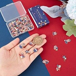 54個9スタイルのアメリカ国旗スタイルの合金エナメルペンダント  カドミウムフリー＆ニッケルフリー＆鉛フリー  ゴールドカラー  リンゴと星と卵  カラフル  13~19x8~18x1.5~2mm  穴：1.6~1.8mm  6個/スタイル&nbsp;ENAM-SC0003-52