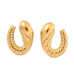 304 Stainless Steel Spiral Croissant Stud Earrings for Women&nbsp;EJEW-Z095-01G