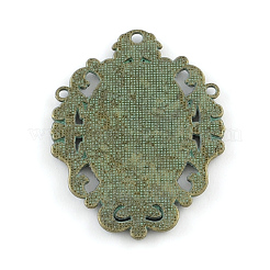 Zinc Alloy Flower Pendant Oval Tray Settings&nbsp;PALLOY-R065-093-FF