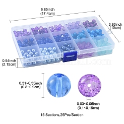 375Pcs 15 Style Spray Painted & Baking Paint & Drawbench & Translucent Glass Beads&nbsp;GLAA-FS0001-36