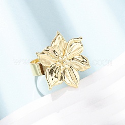 真鍮のカフオープンリング  ゴールドカラー  花  usサイズ7 1/4(17.5mm)  花：24x21mm&nbsp;LS-RJEW-Z129-02G-04