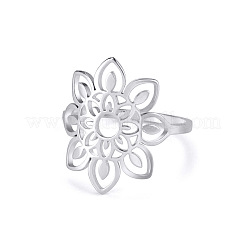 ボヘミアンスタイル 304 ステンレススチール製 女性用指輪  花  ステンレス鋼色  内径：18mm&nbsp;FS-WGCEB2E-02