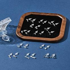 女性用合金スタッドピアス2組  925つのスターリングシルバーピン付き  銀  ウイング  10mm&nbsp;EJEW-FS0001-27L