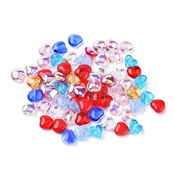 チェコガラスビーズ  ハート  ミックスカラー  7.5x8x4mm  穴：0.8mm  約237~243個/袋&nbsp;GLAA-G070-07