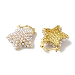 ラックメッキブラスフープピアス  プラスチック製のビーズと  長持ちメッキ  鉛フリー＆カドミウムフリー  18KGP本金メッキ  22x21mm&nbsp;EJEW-R162-33G