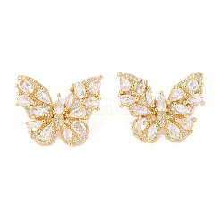 Rack Plating Brass with Cubic Zirconia Stud Earrings for Women&nbsp;EJEW-G394-06G-02