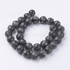 Natural Black Larvikite Bead Strands&nbsp;G-G735-57-12mm