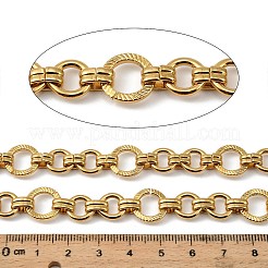 304ステンレススチールのテクスチャリングリンクチェーン  イオンプレーティング（ip）  溶接されていない  スプールで  18KGP本金メッキ  12x1.5ミリ＆20x9.5x4.5mm&nbsp;CHS-G051-15G