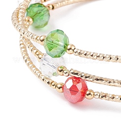 Bling Glass & Brass Tube Beaded Multi-strand Bracelet&nbsp;BJEW-TA00108