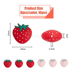 16Pcs 2 Colors Strawberry Food Grade Eco-Friendly Silicone Focal Beads&nbsp;SIL-DC0001-46