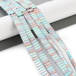 天然レインボーアラシャン瑪瑙ビーズ連売り  染め  2穴  長方形  ミックスカラー  3x6.5x3mm  穴：0.8mm  約124個/連  15.94インチ（40.5cm）&nbsp;G-NH0022-K01-01