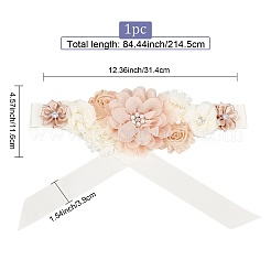 合金ラインストーン付きシフォンフラワーチェーンベルト  結婚披露宴用ポリエステルリボンウエストチェーン  モカシン  84-1/2インチ（214.5cm）&nbsp;AJEW-WH0248-43