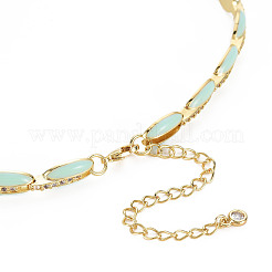 Brass Micro Pave Cubic Zirconia Link Tennis Necklaces for Women&nbsp;NJEW-T013-01G-05