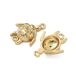 Brass Micro Pave Clear Cubic Zirconia Sea Animal Connector Charms&nbsp;KK-P325-03G