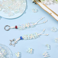 54 個 26 スタイル UV メッキ透明アクリルビーズ  虹色の  a～zの文字  クリアAB  21x17.5x14mm  穴：6mm  2個/スタイル&nbsp;OACR-SP0002-39