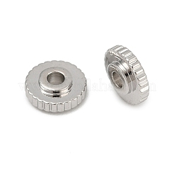 真鍮製スペーサービーズ  フラットラウンド  プラチナメッキ  6x2.3mm  穴：1.5mm&nbsp;KK-D375-05P