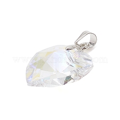 真鍮製ガラスチャーム  ハート  プラチナ  クリアAB  23x18x8mm  穴：5x4mm&nbsp;PALLOY-JF02758