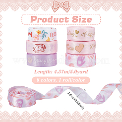 6 Rolls 6 Styles Polyester Ribbons&nbsp;SRIB-PH0001-60