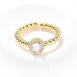 Round Brass Micro Pave Cubic Zirconia Cuff Bangles & Rings Sets for Women&nbsp;SJEW-R002-01G-02