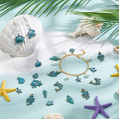 40pcs10スタイルチベットスタイルアロイペンダント  アンティークブロンズ＆ブルーパティナ  混合図形  12.5~31x8.5~24x2~6mm  穴：1.6~2.3mm  4個/スタイル&nbsp;FIND-UN0007-71