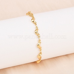 女性用304ステンレススチールリンクブレスレット  ムーン  ゴールドカラー  7-3/4インチ（19.6cm）&nbsp;BJEW-D359-07G