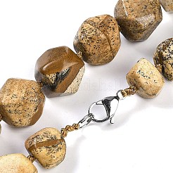 Natural Picture Jasper Nuggets Beaded Necklaces for Women Men&nbsp;NJEW-K388-01F