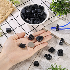 DIYジュエリーメイキングファインディングキット  プラスチックスプリングコードロックとボタンを含む  亜鉛合金スプリングコードロック  ブラック  16x16x16.5mm  穴：5x4.5mm&nbsp;DIY-TA0012-95