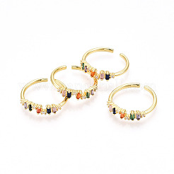 Brass Micro Pave Cubic Zirconia Cuff Rings for Women&nbsp;KK-T070-110