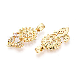 Brass Micro Pave Clear Cubic Zirconia European Dangle Charms Bails&nbsp;KK-N276-14G